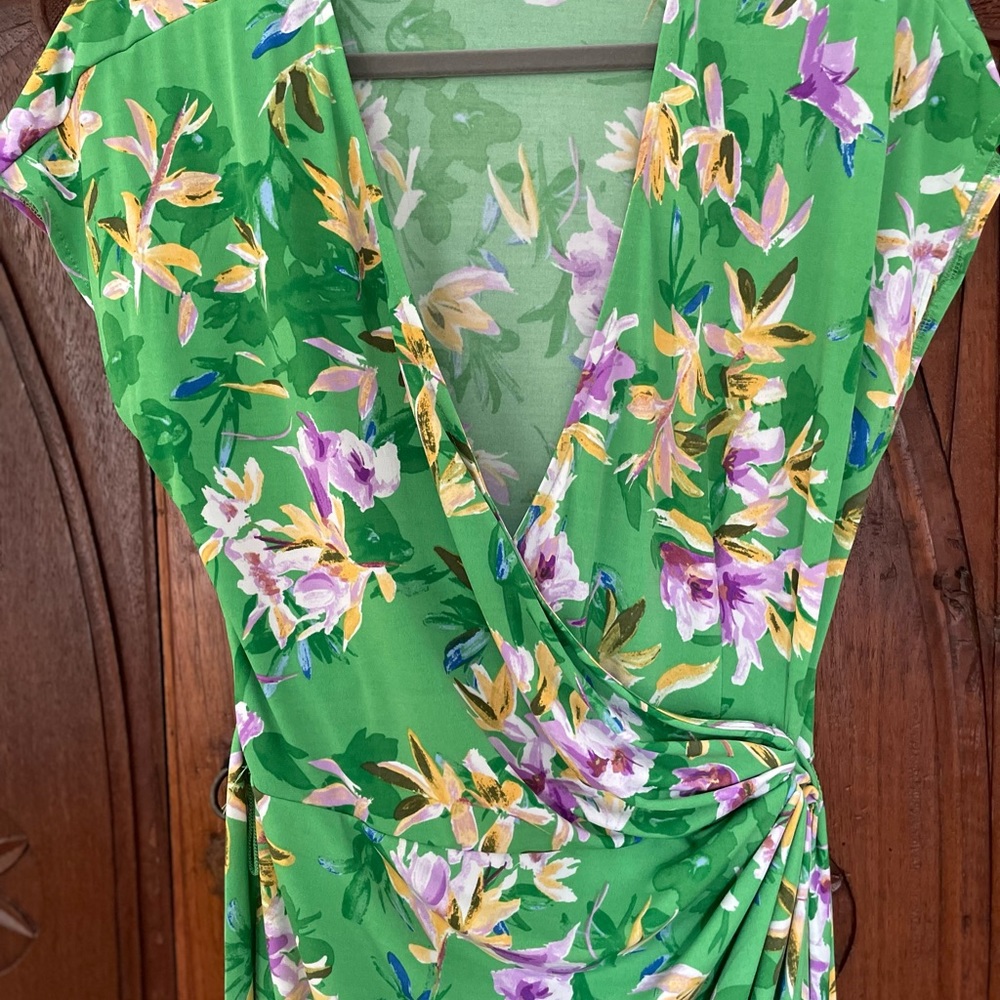 Floral wrap dress.